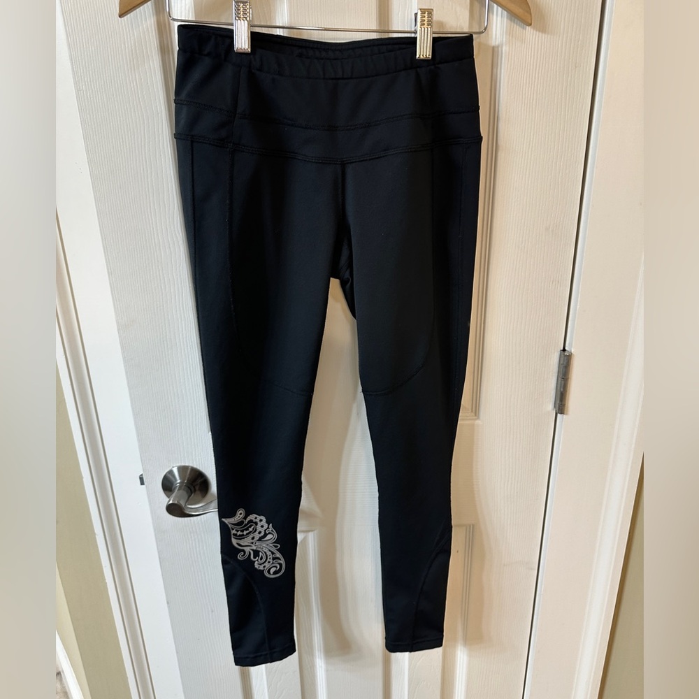 Athleta Black Running Leggings Small w/detail Athletic Athleisure